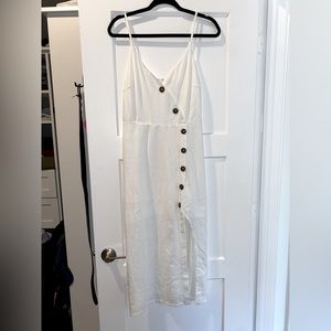 White midi dress with buttons